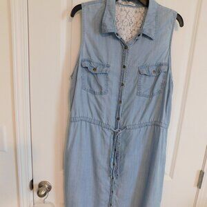 Maurice's Sleeveless Light weight Denim tie shirt Dress, Women's Size 1